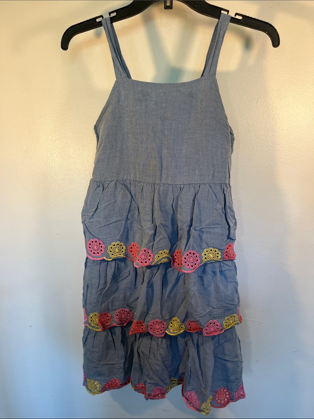 Old Navy Light Blue Tiered Sundress with Pink & Yellow Floral Trim